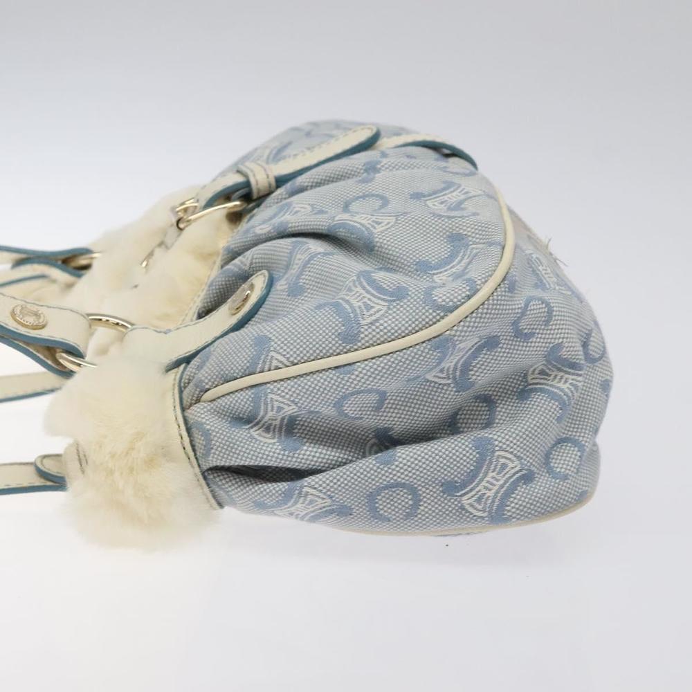 CELINE C Macadam Canvas Hand Bag Light Blue Gold Auth 121231 - Picture 4 of 16